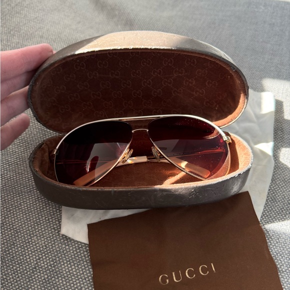 Gucci White Aviator Sunglasses - Picture 2 of 8
